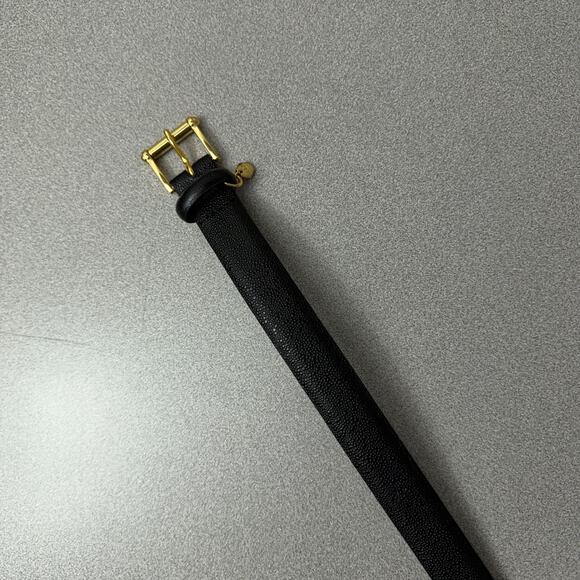 Lauren Ralph Lauren Leather Belt Womens Large Black Goldtone Buckle Pebble Charm - Picture 3 of 9